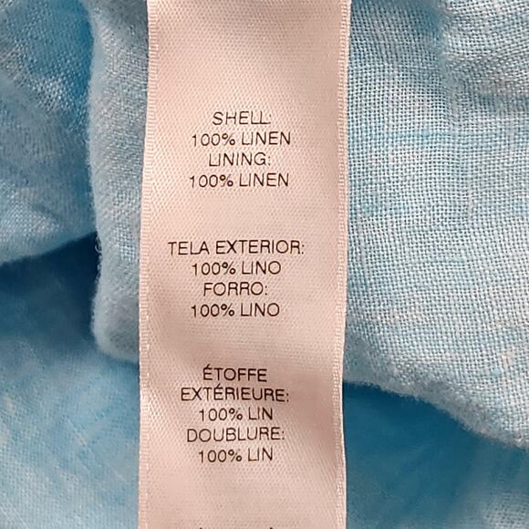 Chico's Linen Shirt Womens Large Size 2 Blue Sleeveless Button Front Tunic Lined - Picture 10 of 12